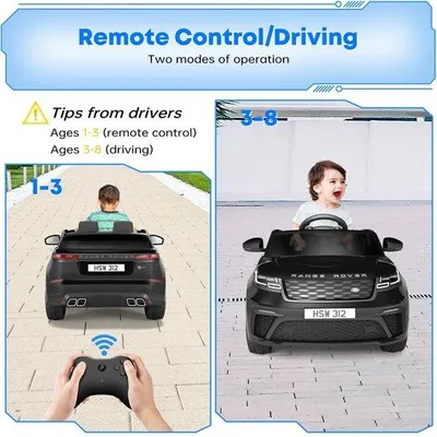 Productafbeelding van Elektrische Kinderauto met Afstandsbediening, Muziek, Vroegtijdige Opvoeding, USB, TF, MP3, Voor Kinderen Vanaf 3 Jaar - Zwart