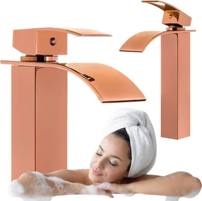 Produktbild von Silla | Waschtischarmatur - Rosa Gold - Spültischarmatur - 32 cm Höhe - Messing - Einhebelmischer