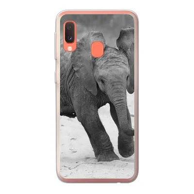 Produktbild von MuchoWow® Handyhülle Schutzhülle Hülle für Samsung Galaxy A20e Elefant - Baby - Tiere - Kröte - Schwarz und weiß Silikon Softcase Handy Hülle - Abdeckung