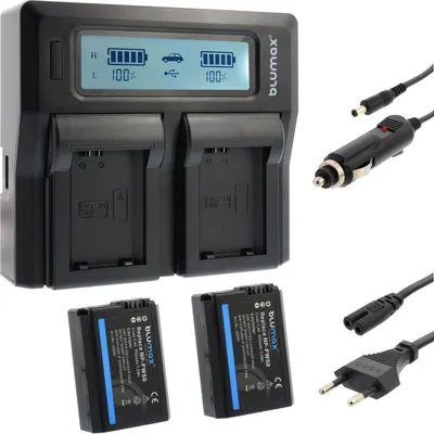 Produktbild von 2x Akku + Lader für Sony NP-FW50 Alpha 5000 6000 6500 7R 7S 7R II 950 mAh