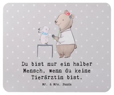 Produktbild von Mr. & Mrs. Panda Mauspad Tierärztin Herz - Grau Pastell - Geschenk, Mouse Pad, Mousepad, laptop, pc, mousematte