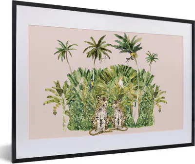 Produktbild von MuchoWow® Gerahmtes Poster Dschungel - Tiere - Bäume 60x40 cm - Poster mit Schwarzem Bilderrahmen Wandposter Rahmen Foto Bilder - Schlafzimmer - Plakat in Rahmen - Drucken