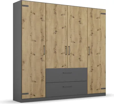Produktbild von Drehtürenschrank >Butte< in Eiche Artisan Nachbildung / grau - 181x197x55 (BxHxT)