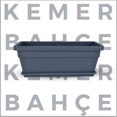 Image de 2 jardinières en plastique anthracite 9 L + bac  46 x 20 avec drainage pour rebord de fenêtre
