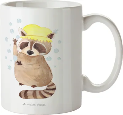 Produktbild von Mr. & Mrs. Panda Trinklernbecher Waschbär - Weiß - Geschenk, Mehrwegbecher, Seifenblasen, Lustige Sprüche, Fröhlich, Camping Tasse, Plan, Plastikbecher, Tagträumen, Pott