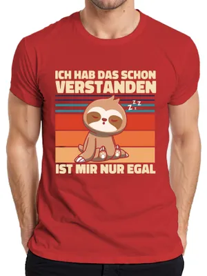 Productafbeelding van Ik begrijp het. Het maakt me niet uit. Grappig heren T-shirt met de tekst "Luiaard", rood, maat S