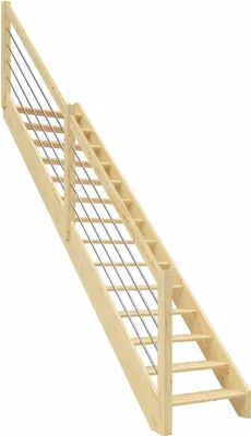 Produktbild von Dolle Raumspartreppe Paris ohne Setzstufen Fichte unbehandelt Treppenlauf gerade Edelstahlrohre