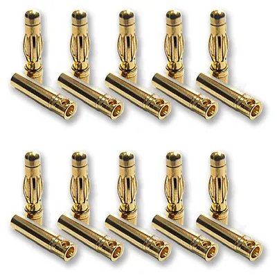 Produktbild von 10 Paar 4 mm Goldkontaktstecker | Hochstrom Bananenstecker | Modellbau & Elektronik