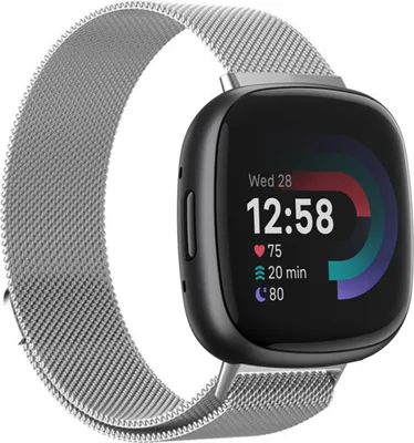 Produktbild von Strap-it Milanese Armband - Kompatibel mit Fitbit Versa 4 Armband Ersatzarmband Edelstahl - Magnetverschluss - Hochwertiges Material - für Armband Silber (S/M)