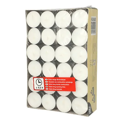 Produktbild von Papstar Teelichter Ø 39 mm · 17,5 mm weiß · mit langer Brenndauer 6,5 h, 8 x 72 Stück