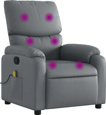 Image de vidaXL Fauteuil de massage Fauteuil relax Gris Similicuir