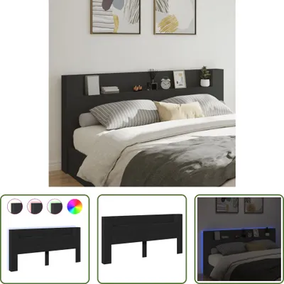 Obrázok produktu pre The Living Store LED čelo s policami čierne 220x16,5x103,5 cm