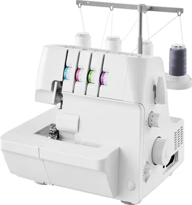 Produktbild von Overlock-Nähmaschine, 1250 Stiche pro Minute, 2-3-4-Faden-Funktion, 0,7-2 einstellbarer Differentialtransport, mit Freiarm und LED-Beleuchtung, Nähmaschine für verschiedene Stoffe, weiß