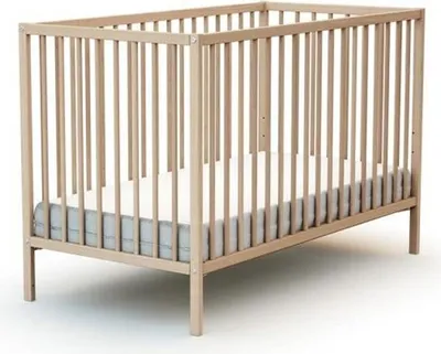 Produktbild von WEBABY - Babybett Holz 60x120cm Buche Natur ONE | 124 x 64,5 x 82 cm |Kinderbett | Von Geburt an | Schlafkomfort | Lattenrost | Bett mit Gitterstäben | Verstellbarer Lattenrost in 3 Höhen
