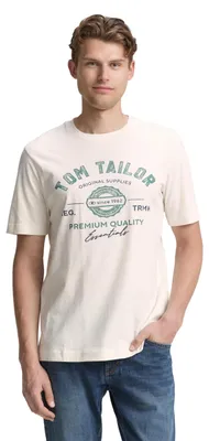 Produktbild von TOM TAILOR Herren T-Shirt Regular Fit Kurzarm Rundhals mit Logo-Print aus weichem Single-Jersey