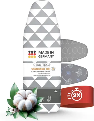 Image de Fabriqué en Allemagne Housse de table à repasser 120 x 40 | Réflecteur de chaleur | Ökotex 100 | pour centrale vapeur | Housse de table à repasser Taille : M | Couleur : TRIANGLES