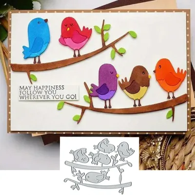 5er Set Vogel-Ast Metall-Stanzformen für Scrapbooking