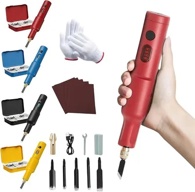 Imagen del producto de Kit de cuchillo eléctrico para tallar, cortador de madera para trabajos en madera (con 5 cuchillas)