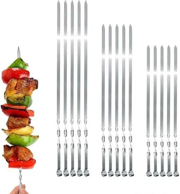 Image de Brochettes en acier inoxydable extra-larges (1 cm) pour barbecue – Accessoires pour barbecue
