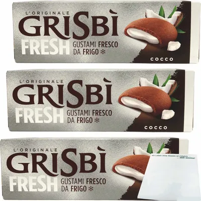 Produktbild von Grisbi Cocco, Kekse mit Kokosnuss Füllung 3er Pack (3x135g Packung) + usy Block