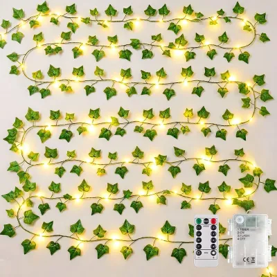 Efeu-Lichterkette 10 m, 100 LED, batteriebetrieben, warmweiß