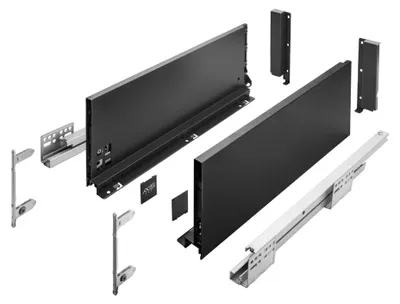 Produktbild von GTV AXIS PRO Schublade, H=168 mm, L=600 mm, Soft-Close, Vollauszug, schwarz (C) – leises Schließen – der Mechanismus erlaubt es | Högert Technik