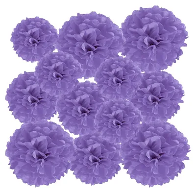 Productafbeelding van 12 Stuks Papieren Pompons in Lila voor Decoratie
