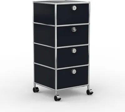 Produktbild von VERSEE Büro-Rollcontainer, Metall, 40 cm, 4 Schubladen, Graphitschwarz