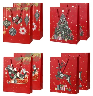 Immagine prodotto di Solidchoice - Set di 8 sacchetti regalo di carta rossi per le festività