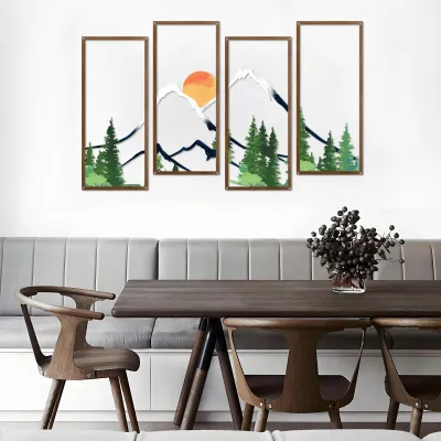 Image de Omgoods - Ensemble de 4 décorations murales en métal avec des motifs de montagnes