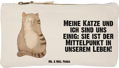 Produktbild von Mr. & Mrs. Panda Pouch Katze Sitzen Größe S Klein - Weiß - Geschenk, Herz, Katzen, Kulturbeutel, Cat, Familie, Etui, Schlampermäppchen, Kosmetiktasche, Federtasche