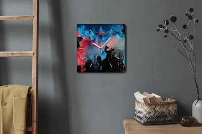 Produktbild von Coloray Hodiny Unikátní 30x30 cm  Tiché hodiny Pro obývací pokoj a kuchyň Nástěnné hodiny Plátno Bílé ručičky hodin - Barevné mraky