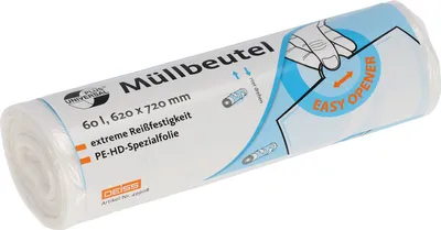 Produktbild von Neutralware Müllsack 62 x 72 cm (B x H) 6µm 60l transparent 50 St./Pack.