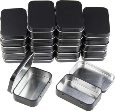 Image de Boîtes de rangement rectangulaires en métal - 20 pièces - noir - 9,5 x 6,2 x 2,0 cm
