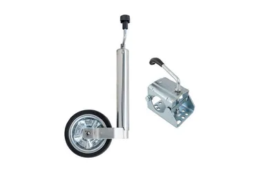 Produktbild von KNOTT Stützrad Set TK60 KLE60 250 kg 60 mm 530 bis 760 mm mit Vollgummirad 225x65 Stahlfelge Einhandklemme für Anhänger Wohnwagen und Deichsel