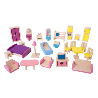 Obrázok produktu pre Bigjigs Drevený nábytok do domčeka pre bábiky, 27dlg.