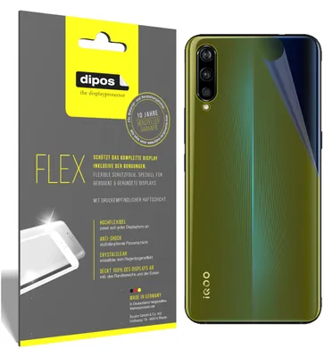 Produktbild von 3x Vivo IQOO Rückseite Schutzfolie Folie, 100% Displayabdeckung, dipos Flex
