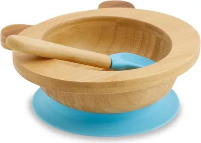 Produktbild von Biozoyg Panda Bär Set, Bambusschüssel, Schalen mit Saugbecher, Löffel, ideal für Kinder, Müsli Bowl, nachhaltig.