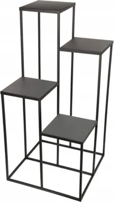 A black metal plant stand with three tiers.