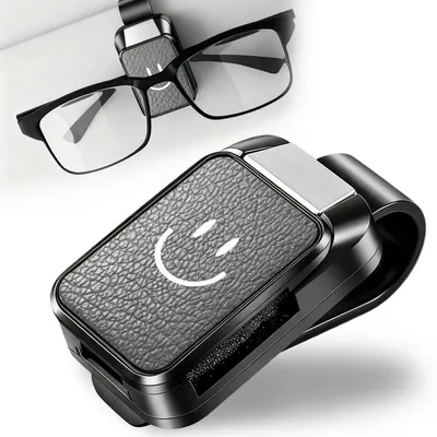Produktbild von Brillenhalter für Auto Sonnenblende Snap-on Leder Grau