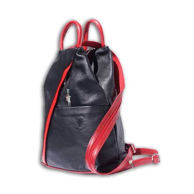 Produktbild von Florence Damen Rucksack Tasche Echt-Leder schwarz rot OTF604D
