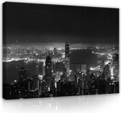 Zdjęcie produktu dla Obrazy na Płótnie Miasto Nocą Czarny 120x80 cm XXL Nowoczesny Obraz na Płótnie Obrazy na Płótnie Fototapety Salon Sypialnia