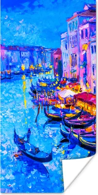 Produktbild von MuchoWow® Poster Malerei - Italien - Boot - Wasser - Architektur 20x40 cm - Plakat - Foto