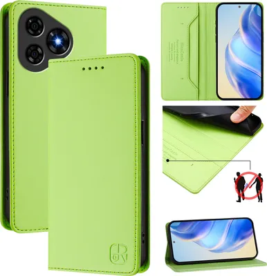 Produktbild von Lederhülle für Ulefone Note 19 Hülle Flip Brieftasche Kartenfächern Ständer Schutzhülle Grün