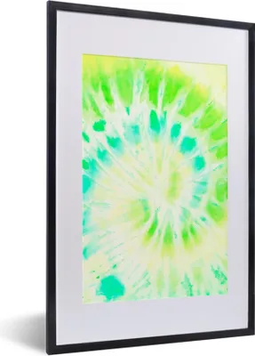 Produktbild von MuchoWow® Gerahmtes Poster Krawattenfärbung - Grün - Gelb 40x60 cm - Poster mit Schwarzem Bilderrahmen Wandposter Rahmen Foto Bilder - Poster in Rahmen