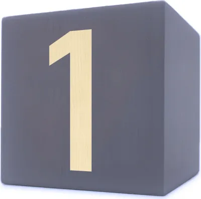 Image de Lettre en bois cube, 5 x 5 cm, gris, chiffre 1