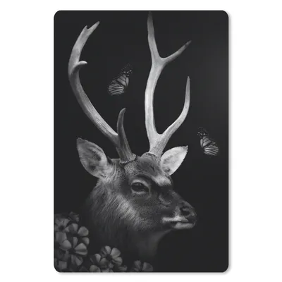 Produktbild von MuchoWow® Mauspad Mousepad Porträt eines Rehs im Dschungel - schwarz und weiß 18x27 cm - Mousepads - Maus Mat - Pad - Mausunterlage