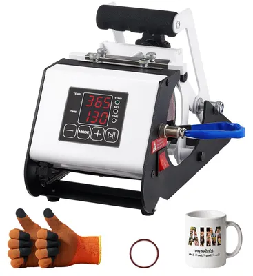Produktbild von Tassenpresse - Becherdruckmaschine - Sublimationspresse für Tassen und Becher - 444 ml - Temperatur- und Zeiteinstellung - Inklusive Klebeband und Handschuhen - Weiß