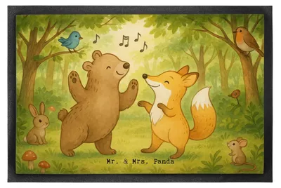 Produktbild von Mr. & Mrs. Panda Fußabtreter Hase Tanzen Design 60 x 90 cm - Weiß - Geschenk, Gummimatte, Tanzkurs, gehen, Schmutzmatte, Sauberlaufmatte, fußmatte, Fussmatte, Tanzschule