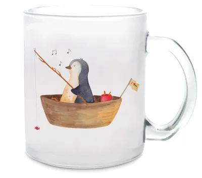Produktbild von Mr. & Mrs. Panda Teetasse Pinguin Angelboot - Transparent - Geschenk, Trinkglas, Scheidung, Tee Tasse, Häferl, Teeglas, Boot, Angeln, Optimistisch, Haferl